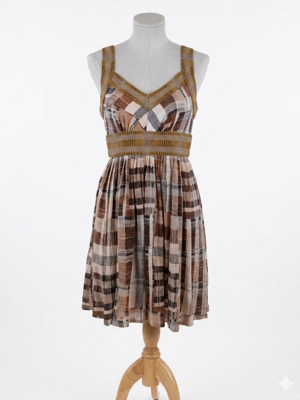 Anthropologie Plenty Tracy Reese 100% Silk Dress size 6 Patchwork/plaid print
